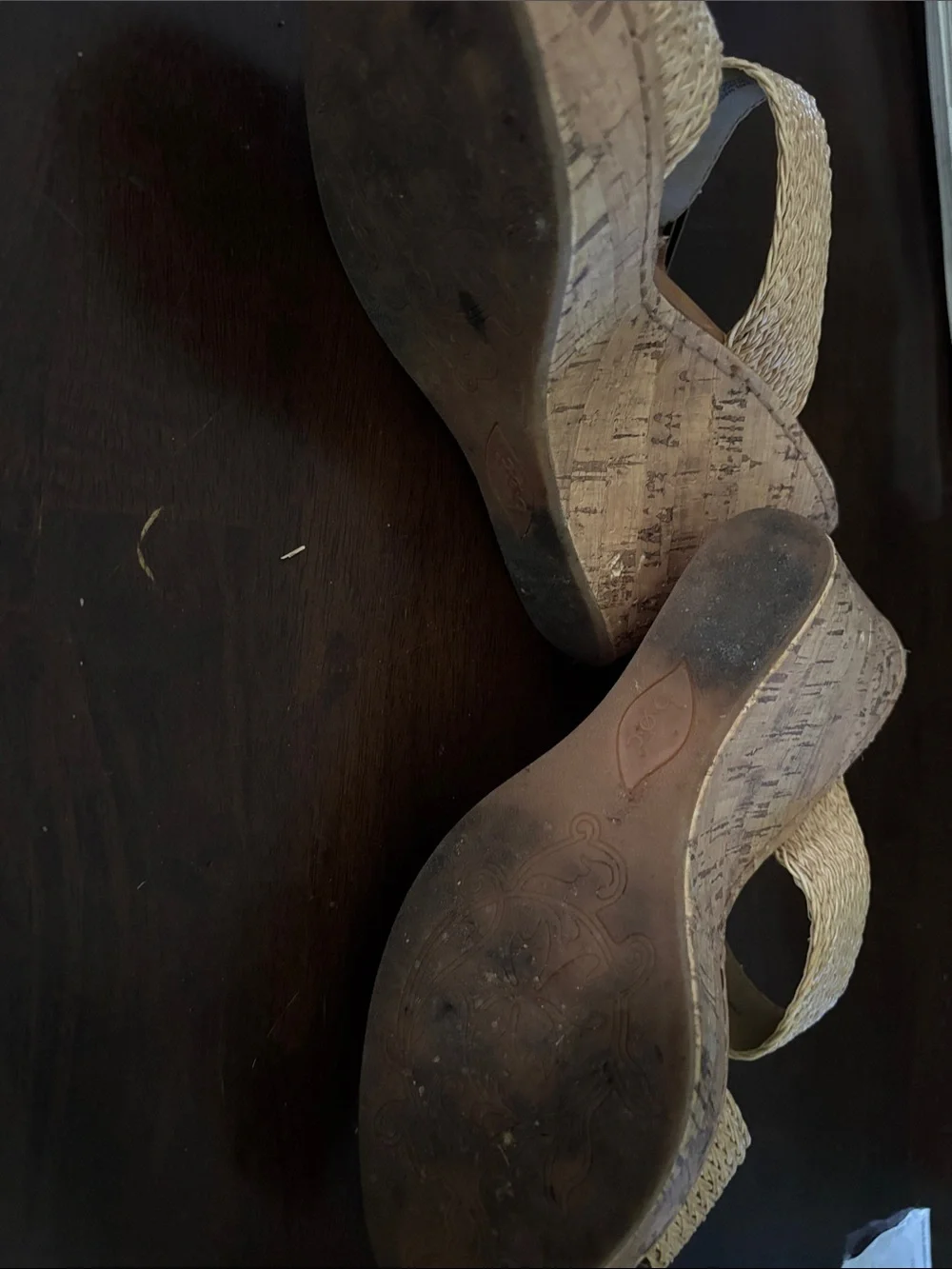 b.o.c. Braided Tan Wedge Sandals with Buckle Strap